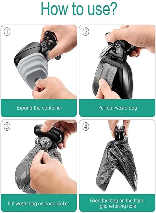 Pups&Pets Portable Pet Poop Scooper Dog Waste Cleaner, Sanitary Waste Pick Up with Bag Dispenser for Dogs (Grey) - Image 5